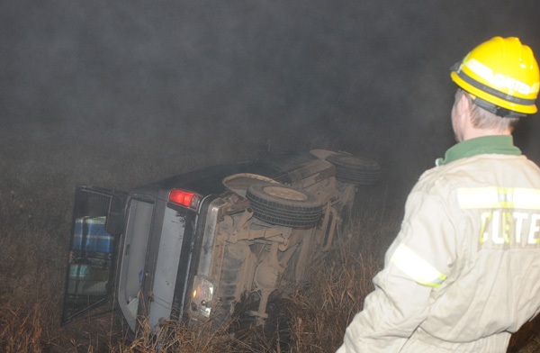 Thick fog cause of rollover