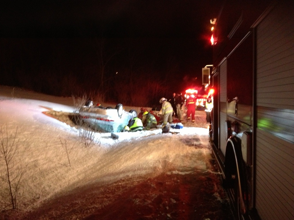 1 airlifted after rollover