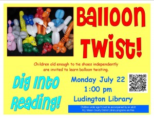 Balloon twisting at library