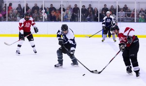 Ice arena offering free hockey session.