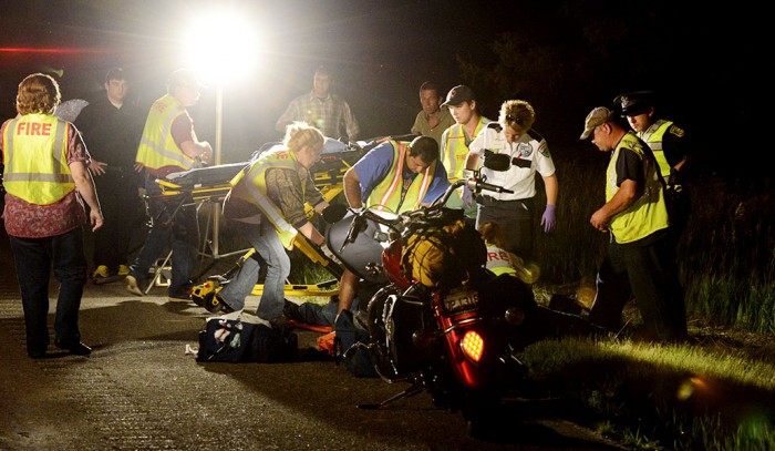 Motorcyclist injured after bike strikes deer on 31