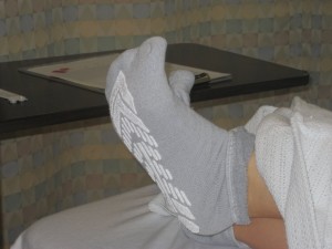 Gray socks.