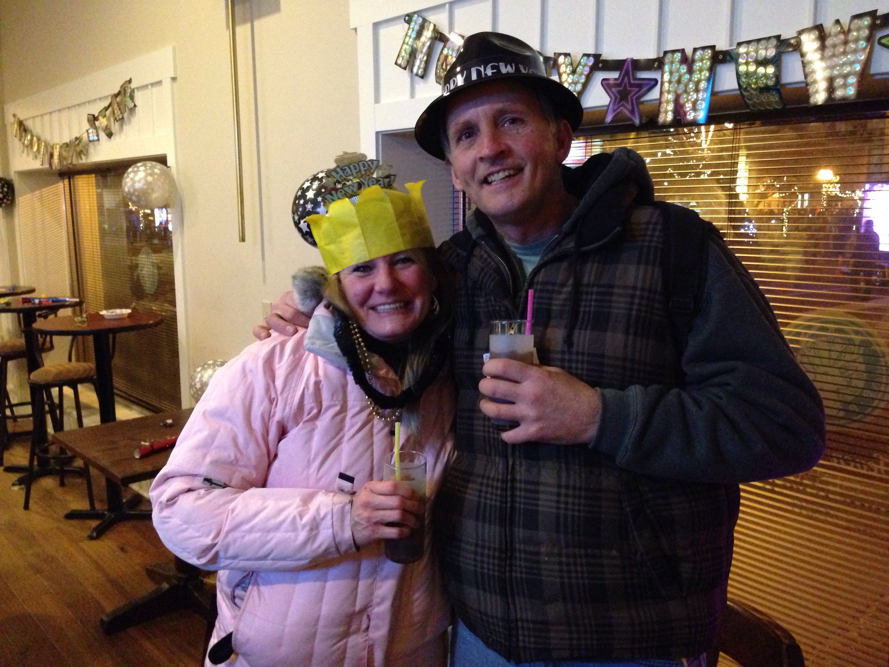 Visitors from Greenville celebrating at the ball drop for the first time