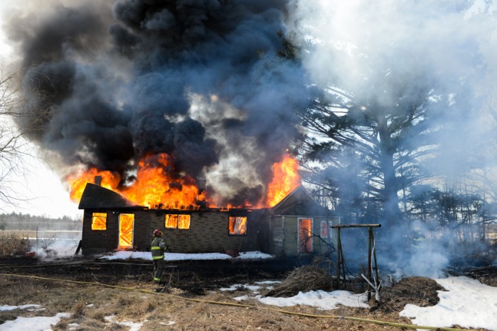 Fire destroys abandoned house.