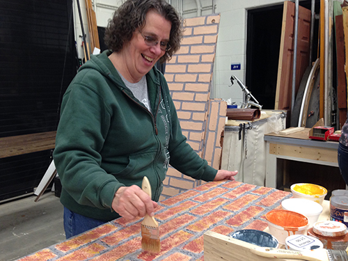 Working behind the scenes on the West Shore stage.