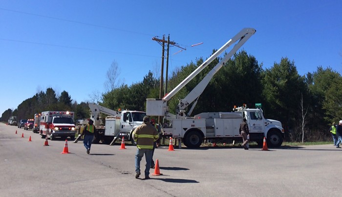 Lineman electrocuted in Free Soil Township.