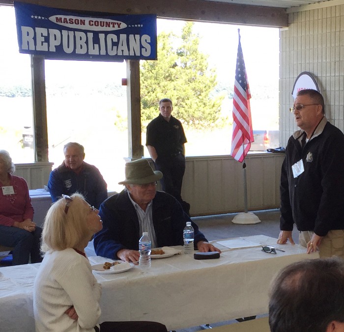Sheriff discusses reduction of U.S. 10 crashes, elimination of gun board at GOP picnic.