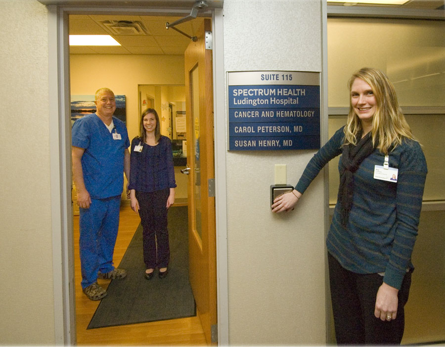 Automatic door makes access to cancer and hematology center easier for patients.
