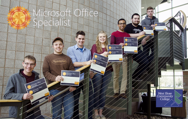 College students receive Microsoft certificates.