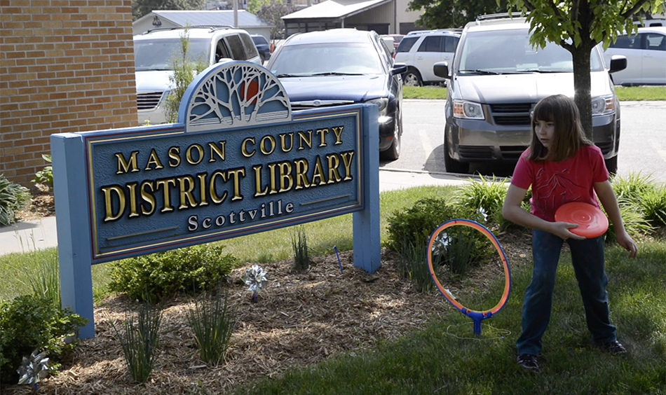 Staying fit at Scottville library.