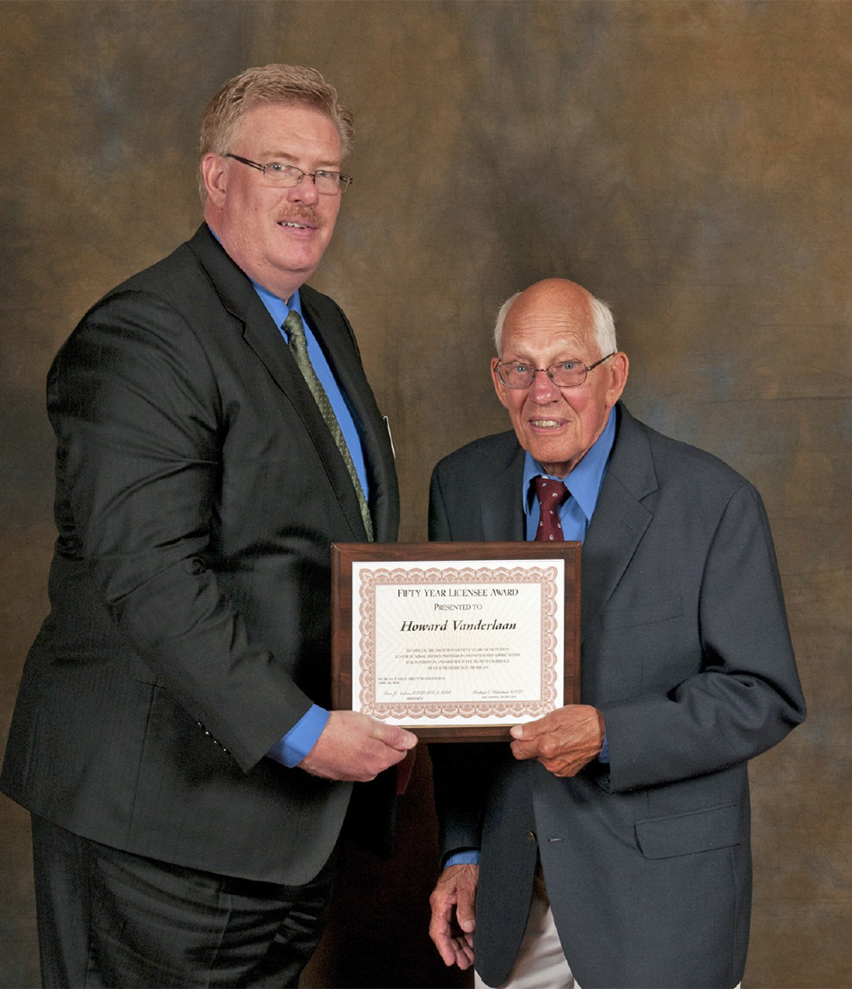 Vanderlaan honored for 50 years of mortuary service.