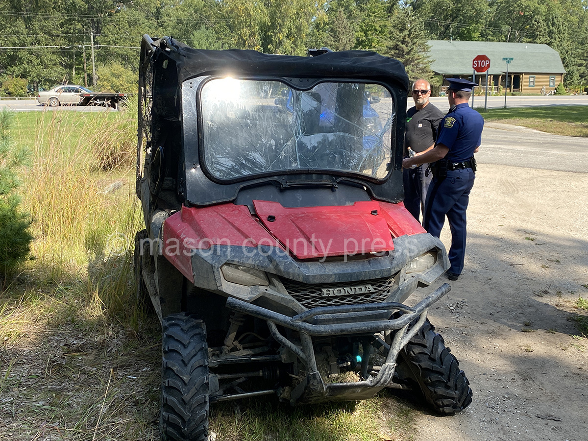 2 injured in ATV/motorcycle crash.