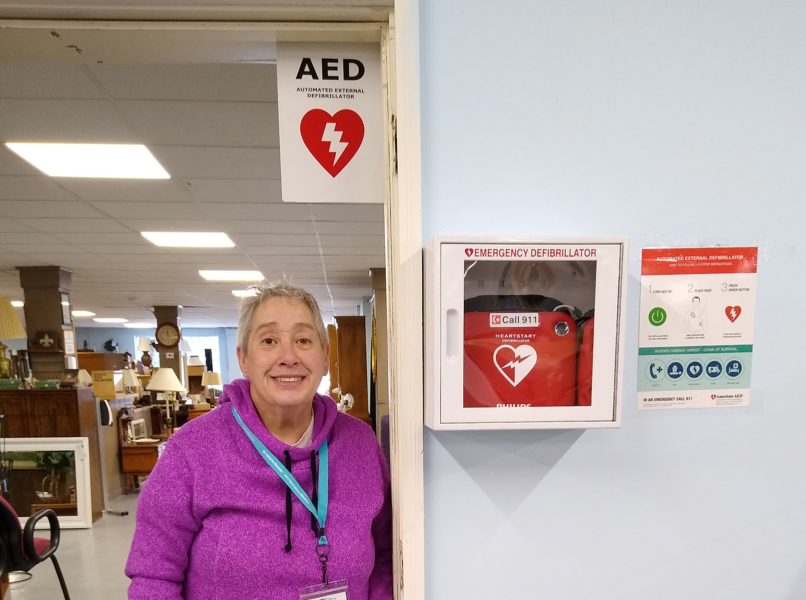 Local grants help Habitat purchase AED.