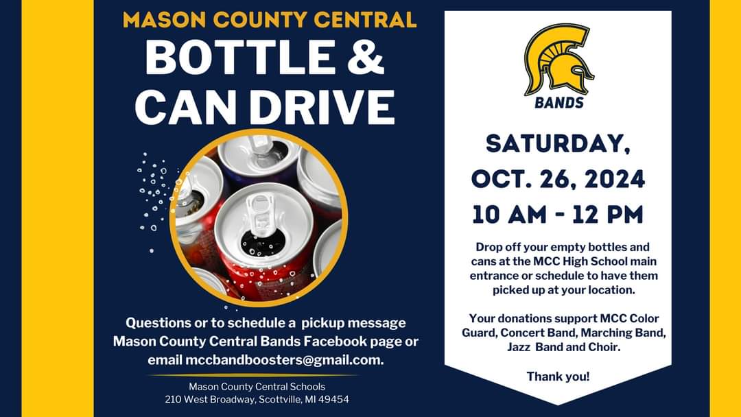 MCC Band Boosters to hold bottle and can drive